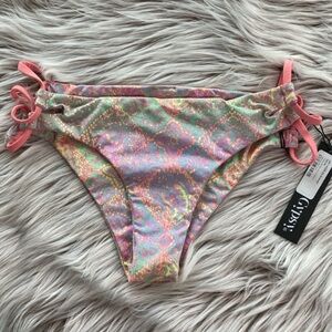 NWT Gypsy05 Sand Strappy Tie Dye Boho Bikini Bottoms Maurya Neon Multi Small